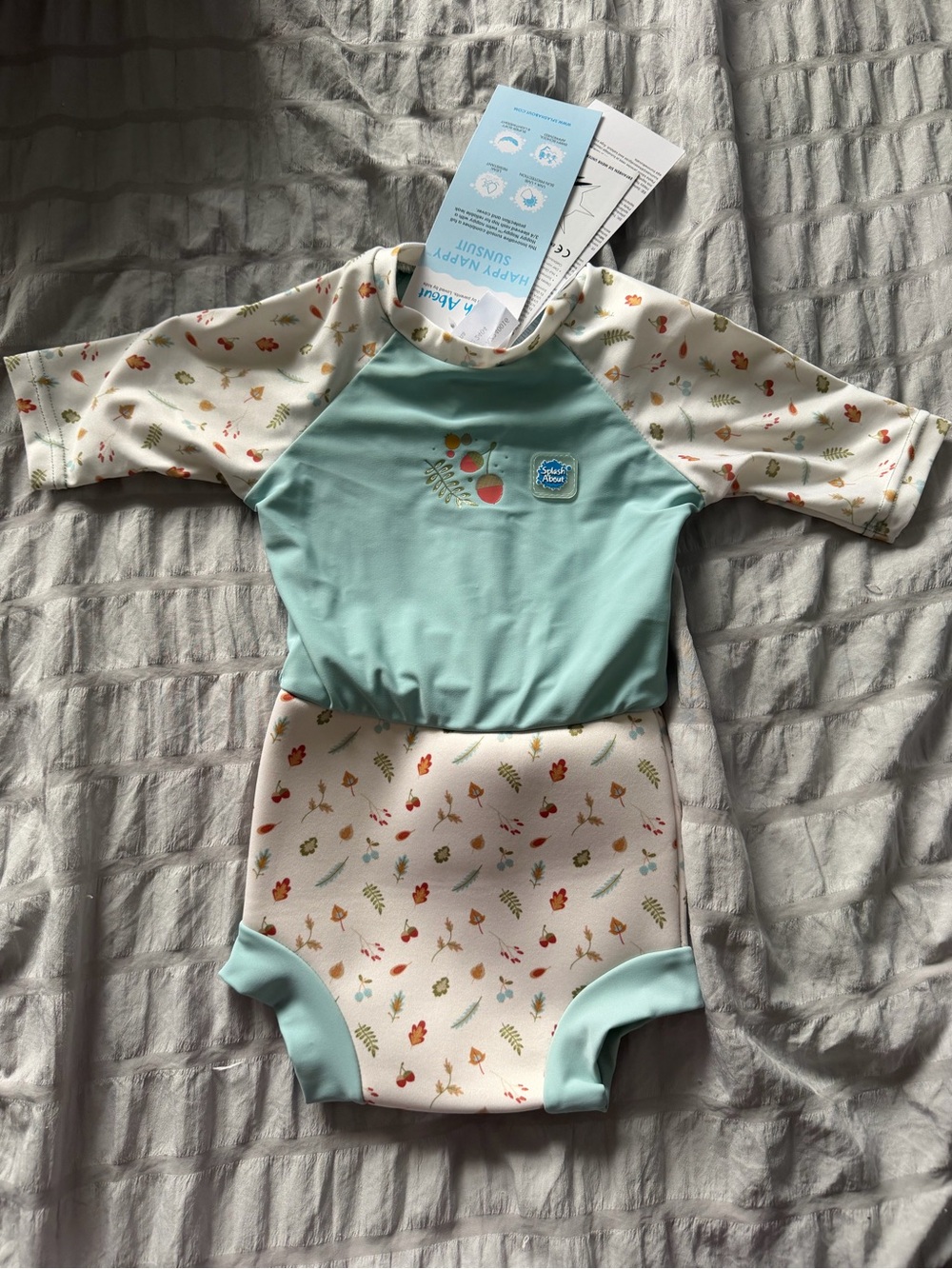 Baby/Toddler Long-Sleeve Rashguard Swimsuit - Mint & Cream Floral